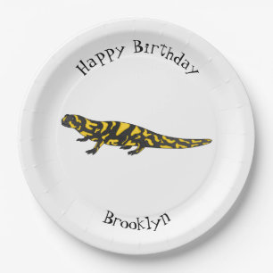 Tiger salamander cartoon illustration  paper plate