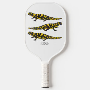 Tiger salamander cartoon illustration  pickleball paddle