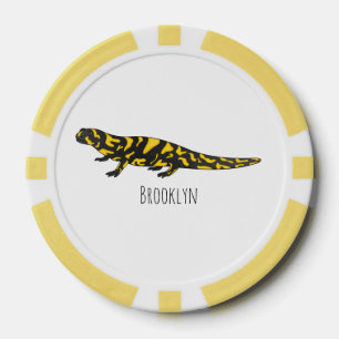 Tiger salamander cartoon illustration  poker chips