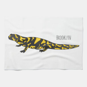 Tiger salamander cartoon illustration  tea towel