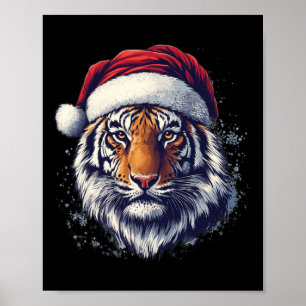 Tiger Santa Hat Funny Zookeeper Tiger Lover Christ Poster