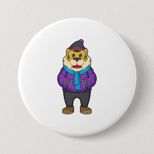 Tiger Scarf Beanie 7.5 Cm Round Badge