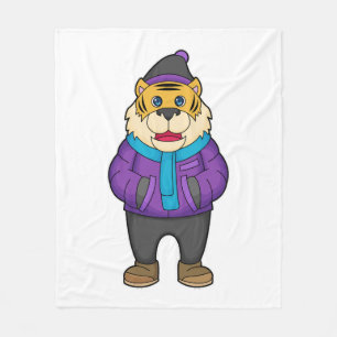 Tiger Scarf Beanie Fleece Blanket