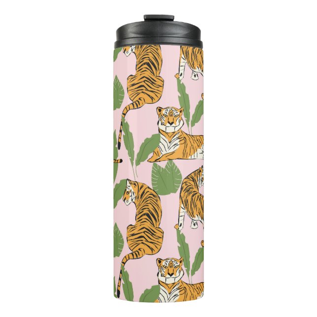Tiger Seamless Pattern: Exotic Vintage Style Thermal Tumbler (Front)