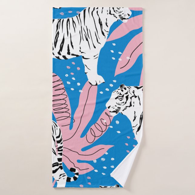 Tiger seamless pattern,wild animal background,tren bath towel (Bath Towel)