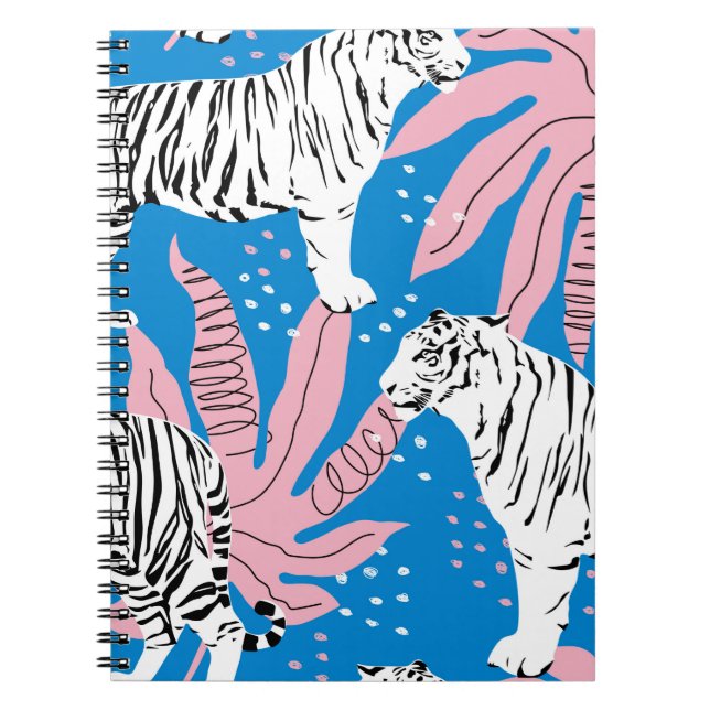 Tiger seamless pattern,wild animal background,tren notebook (Front)