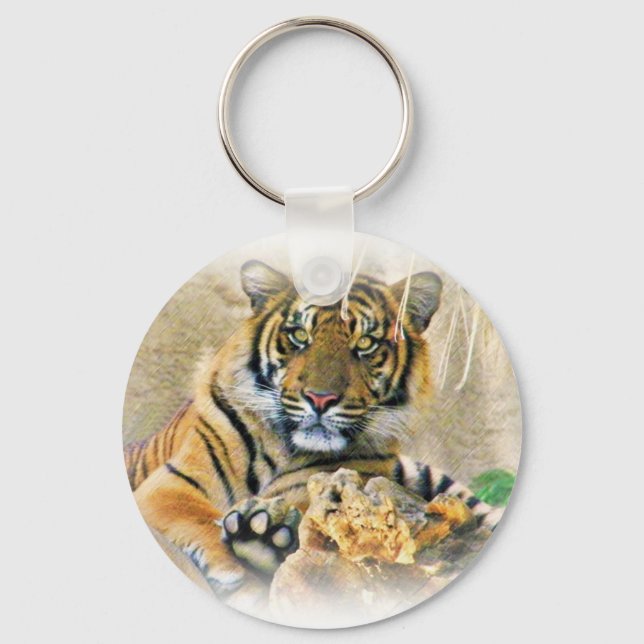 Tiger,Seeking_ Key Ring (Front)