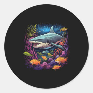 Tiger Shark Sea Ocean Underwater Shark Classic Round Sticker