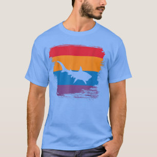 Tiger Shark Shadow silhouette with colourful Flag  T-Shirt