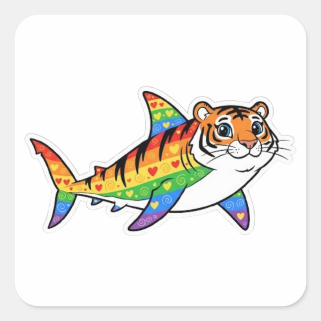 TIGER SHARK SQUARE STICKER (Front)