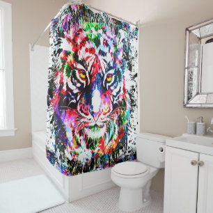 Tiger Shower Curtain   Colourful Tiger Drawing