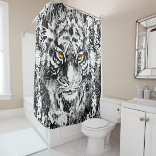 Tiger Shower Curtain Tiger Black and white
