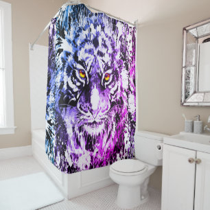 Tiger Shower Curtain - Tiger Purple Blue