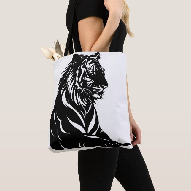 Tiger Silhouette Tote Bag (Close Up)
