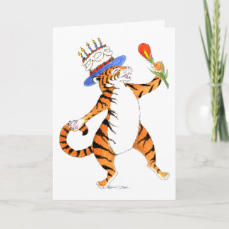 Tiger Sings Happy Birthday - Greeting Card