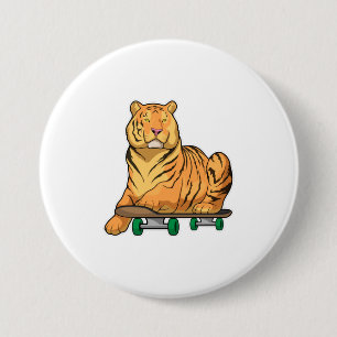 Tiger Skater Skateboard 7.5 Cm Round Badge