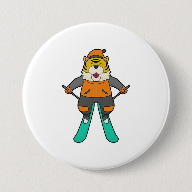 Tiger Skier Ski 7.5 Cm Round Badge (Front)