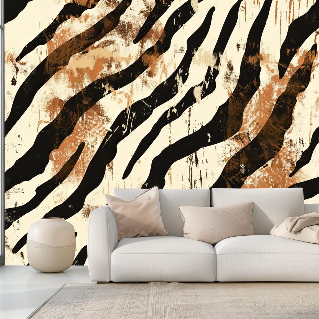 Tiger Skin Animal Print in Soft Beige and Brown Wallpaper (Creator Uploaded)
