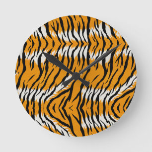 Tiger Skin Animal Print Pattern Design Round Clock