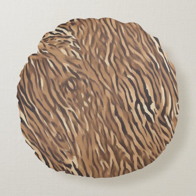 Tiger Skin Design Decorative Cojin Round Cushion (Front)