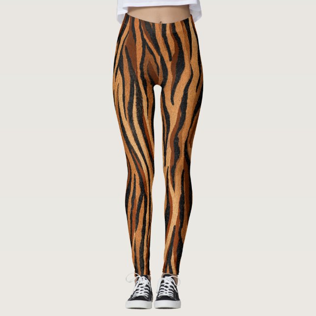 Tiger skin: hand-drawn seamless pattern. leggings (Front)
