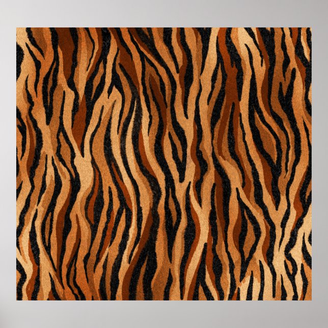 Tiger skin: hand-drawn seamless pattern. poster (Front)