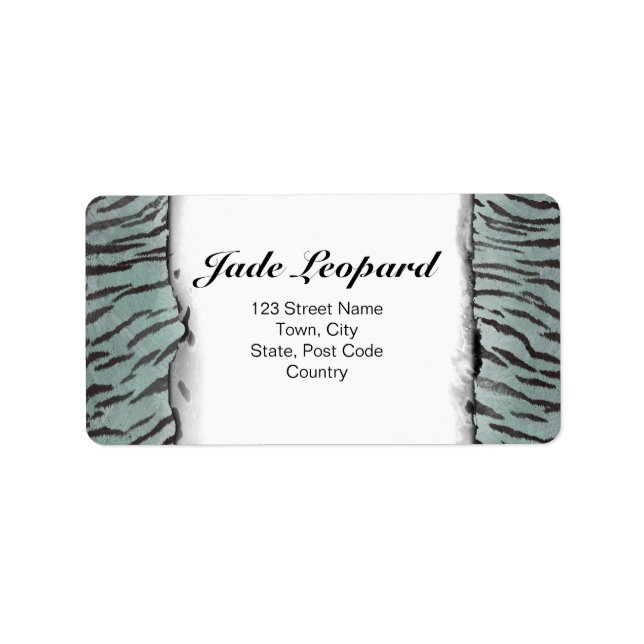 Tiger Skin Print in Minty Jade Label (Front)