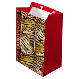 Tiger skin, stylish, tiger, striped, animal print, medium gift bag