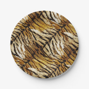 Tiger skin, stylish, tiger, striped, animal print, paper plate