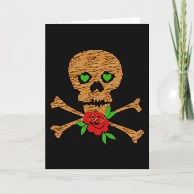 Tiger Skull Valentine Holiday Card (Front)