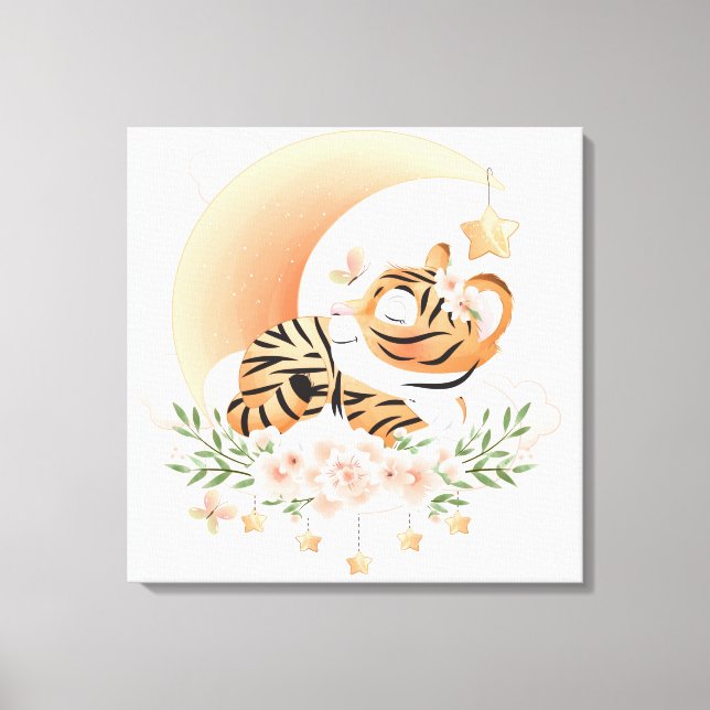 Tiger Sleeping on the Moon Canvas Print (Front)