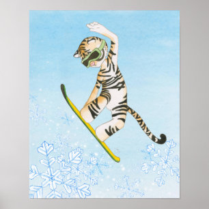 Tiger snowboarding Poster