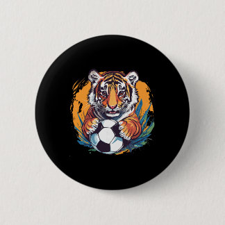 Tiger Soccer Byll Fierce Jungle Animal 6 Cm Round Badge