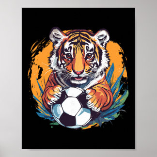 Tiger Soccer Byll Fierce Jungle Animal Poster
