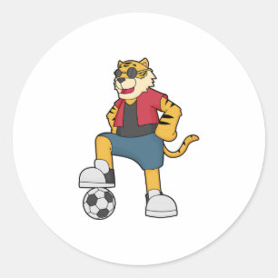 Tiger Soccer player Soccer Classic Round Sticker