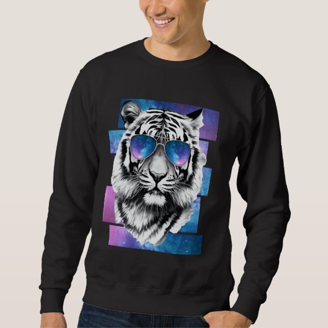 Tiger Space Glasses Galaxy Sunglasses Vaporwave Ae Sweatshirt (Front)