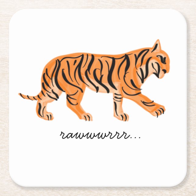 Tiger Square Paper Coaster (Front)