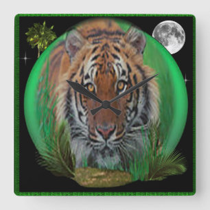 Tiger Square Wall Clock