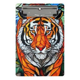 Tiger Stained Glass Gift For Animal Lovers Mini Clipboard