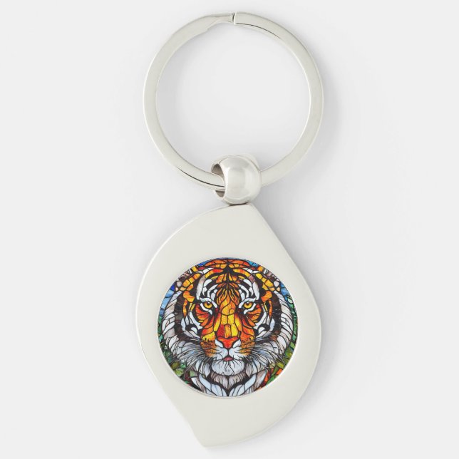 Tiger stained glass key ring (Front)