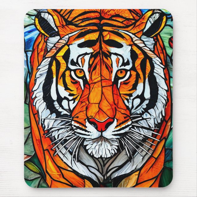 Tiger stained glass mouse pad (Front)