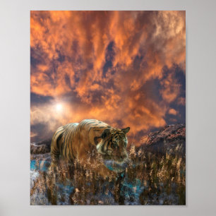 Tiger Stalking WHISPER ON THE BREEZE Poster