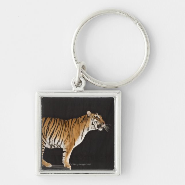 Tiger standing on platform key ring (Front)