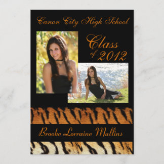 Tiger stripe animal print graduation announcement