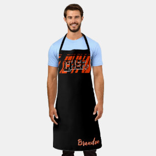 Tiger Stripe Black Orange Football Design Apron