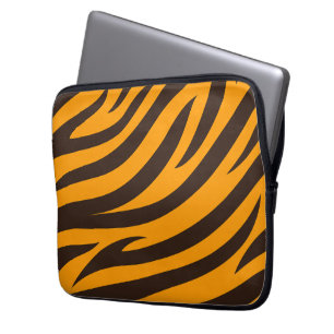 Tiger Stripe black Orange Wild Animal skin pattern Laptop Sleeve