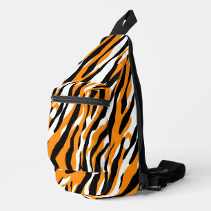 Tiger Stripe black Orange Wild Animal skin pattern Sling Bag