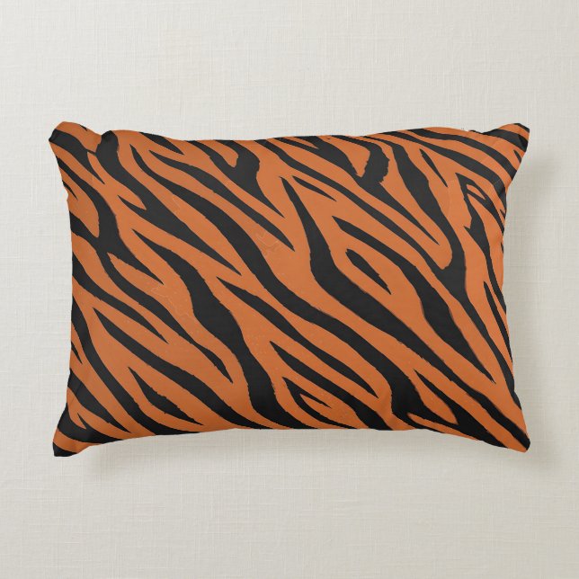 Tiger Stripe Fur Pattern Decorative Cushion (Front)