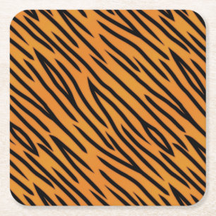 Tiger Stripe Pattern Square Paper Coaster