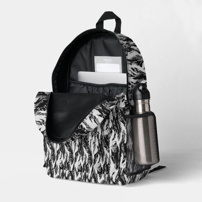 Tiger Stripe Urban Military Camouflage Printed Backpack (Back Corner Right (Open))